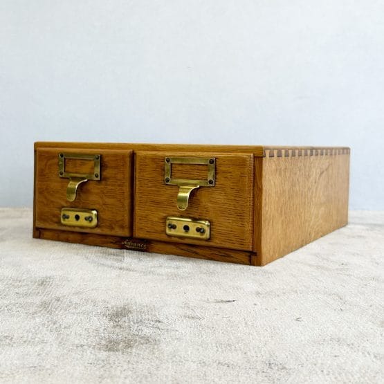 Vintage Light Oak Double Index Drawers