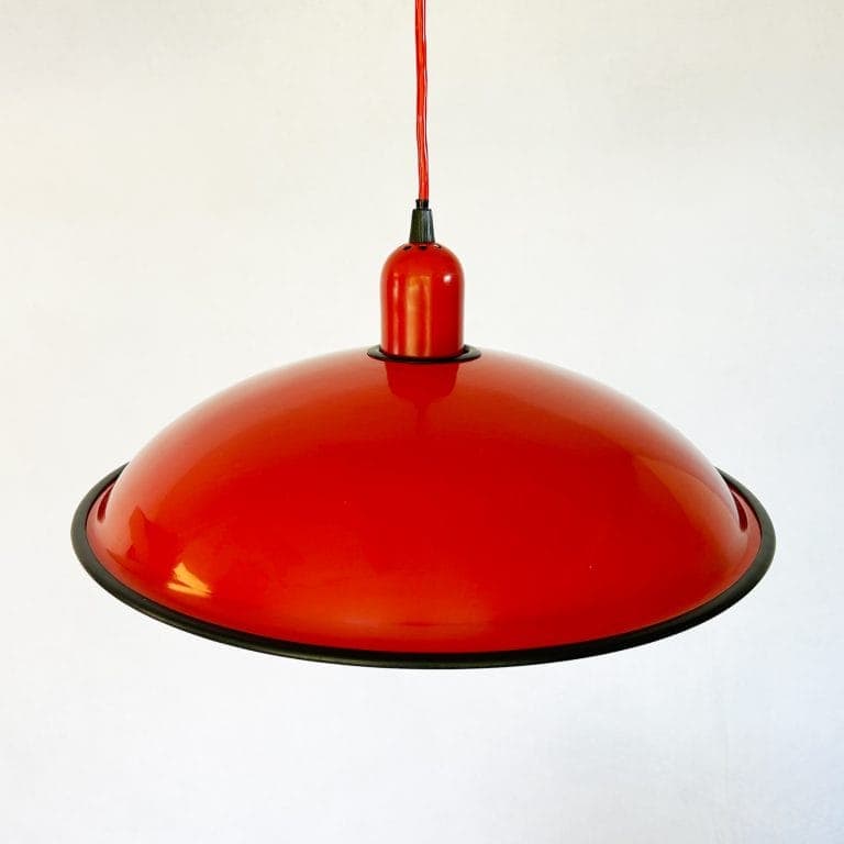 Vintage Red Enamelled Coolie Shade