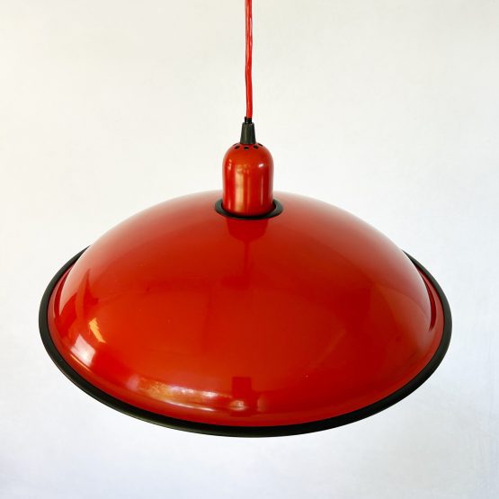 Vintage Red Enamelled Coolie Shade