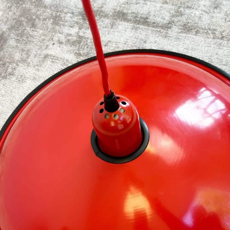 Vintage Red Enamelled Coolie Shade