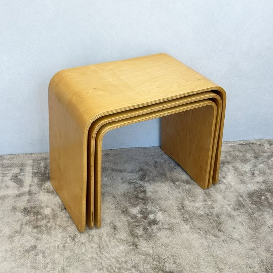 Nest of 3 Mid Century Bentwood Plywood tables