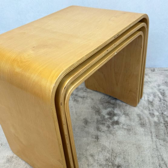 Nest of 3 Mid Century Bentwood Plywood tables