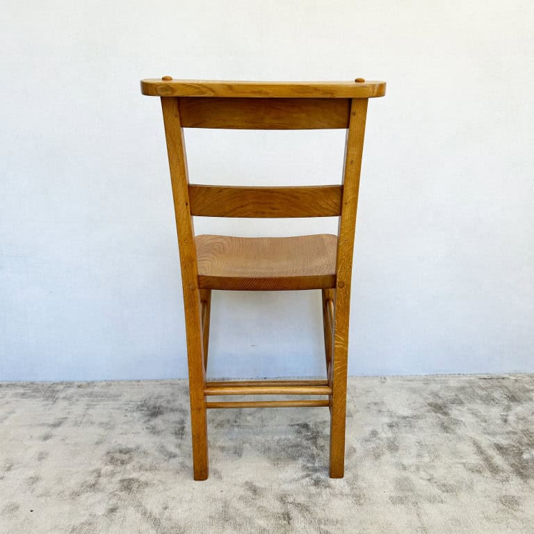 Set of 4 Vintage Oak Chapel School Chairs