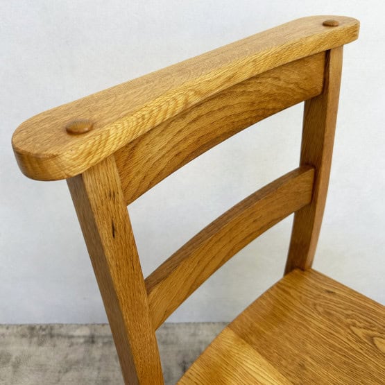 Set of 4 Vintage Oak Chapel School Chairs