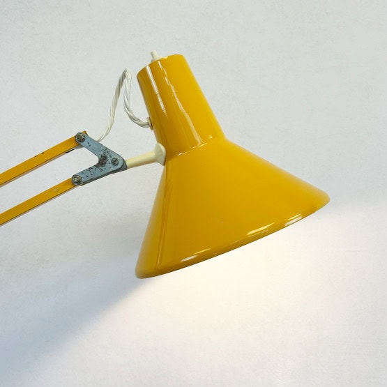 Vintage Yellow Architect Lamp by HCF Denmark