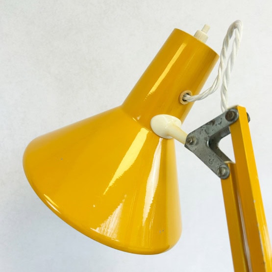Vintage Yellow Architect Lamp by HCF Denmark
