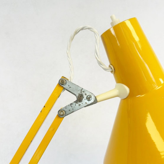 Vintage Yellow Architect Lamp by HCF Denmark
