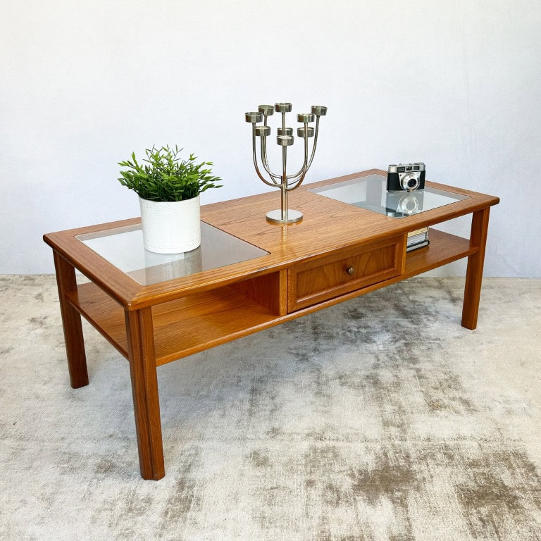 Mid Century Glass Topped G-plan Table