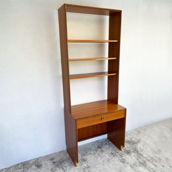 Mid Century G-Plan Form Five Desk with Shelving Unit