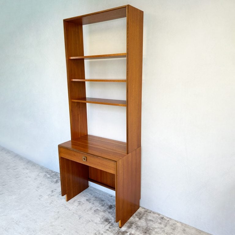 Mid Century G-Plan Form Five Desk with Shelving Unit