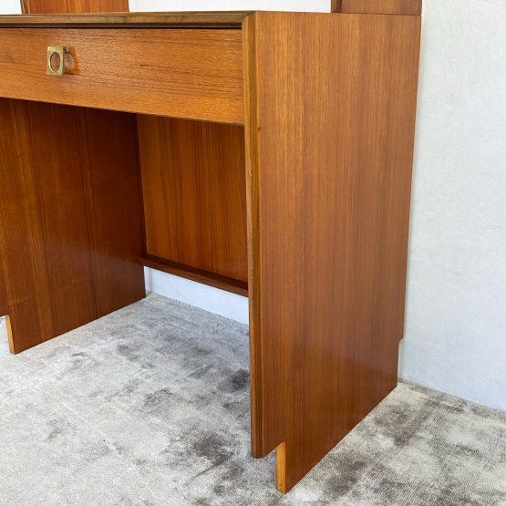 Mid Century G-Plan Form Five Desk with Shelving Unit