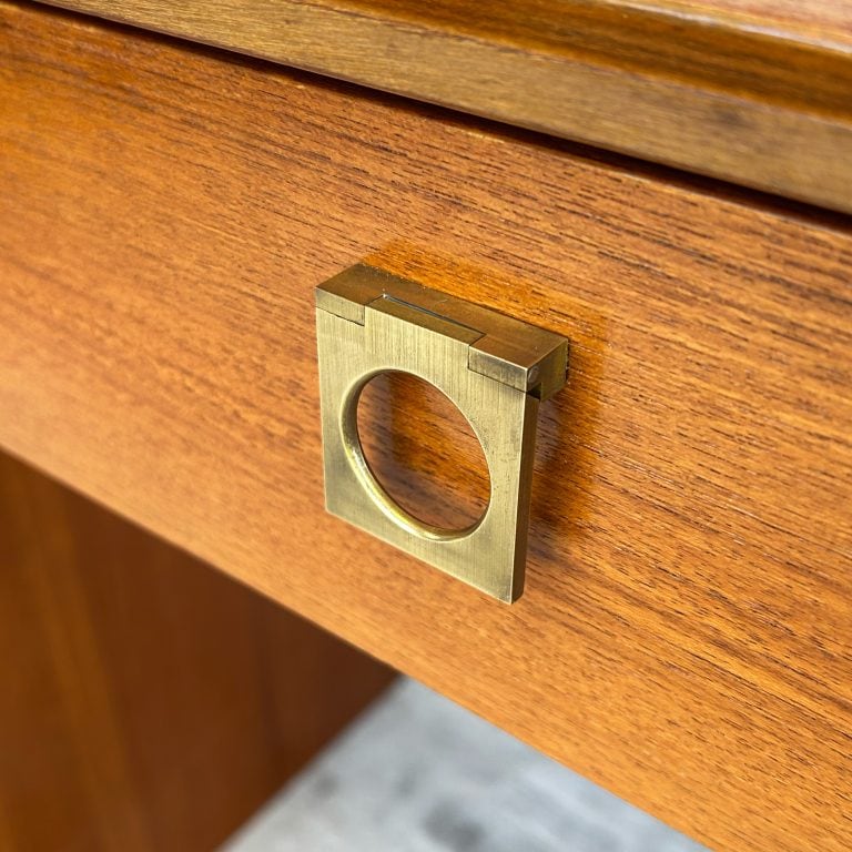 Mid Century G-Plan Form Five Desk with Shelving Unit