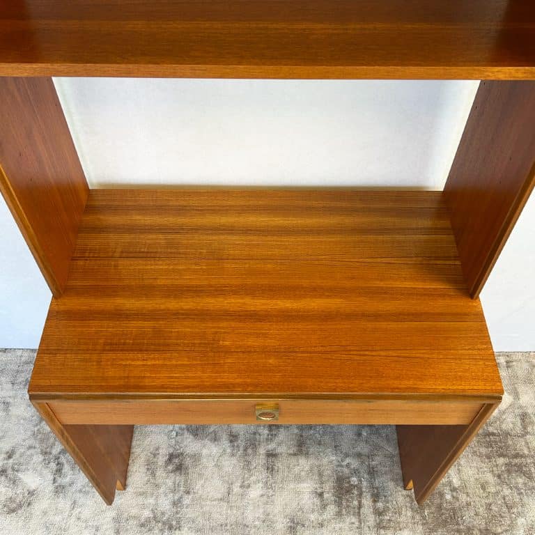 Mid Century G-Plan Form Five Desk with Shelving Unit
