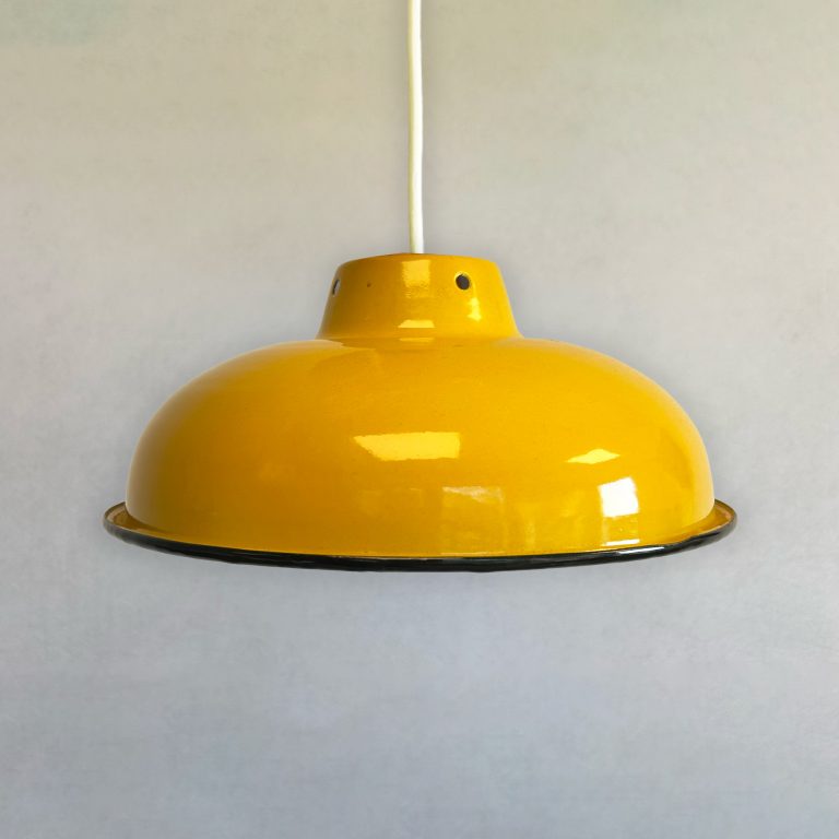 Vintage Mustard Yellow Enamelled Coolie Shade