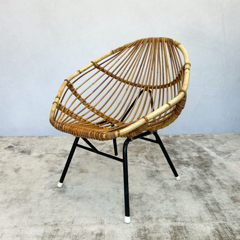 Mid Century Bamboo and Rattan Chair by Dirk Van Sliedrecht for Rohé Noordwolde