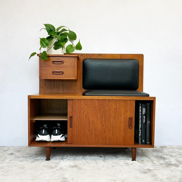 Mid Century Teak Telephone Table / Hall Seat, 1960s