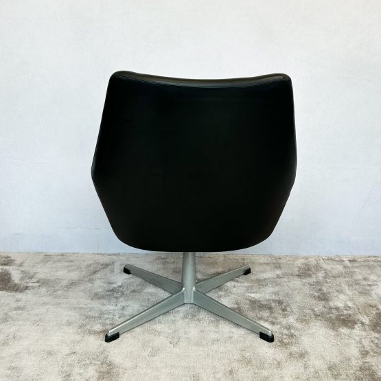 Mid Century Black Swivel Base Armchair 1970s