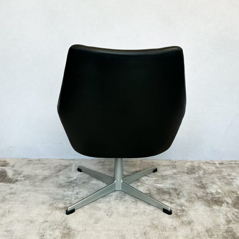 Mid Century Black Swivel Base Armchair 1970s