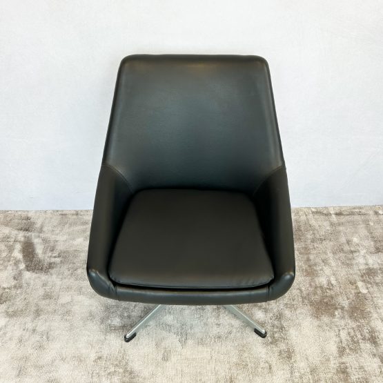 Mid Century Black Swivel Base Armchair 1970s