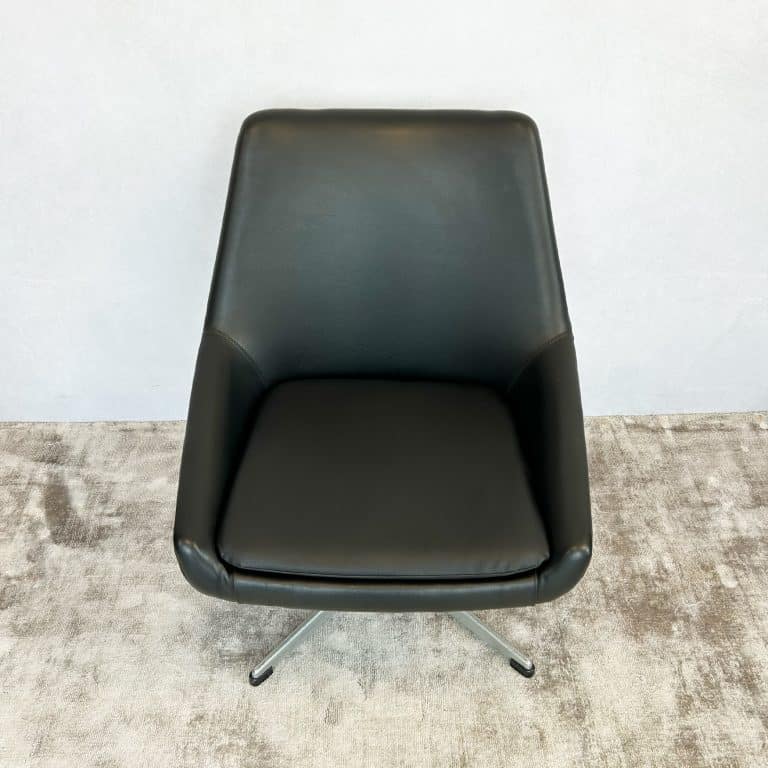 Mid Century Black Swivel Base Armchair 1970s