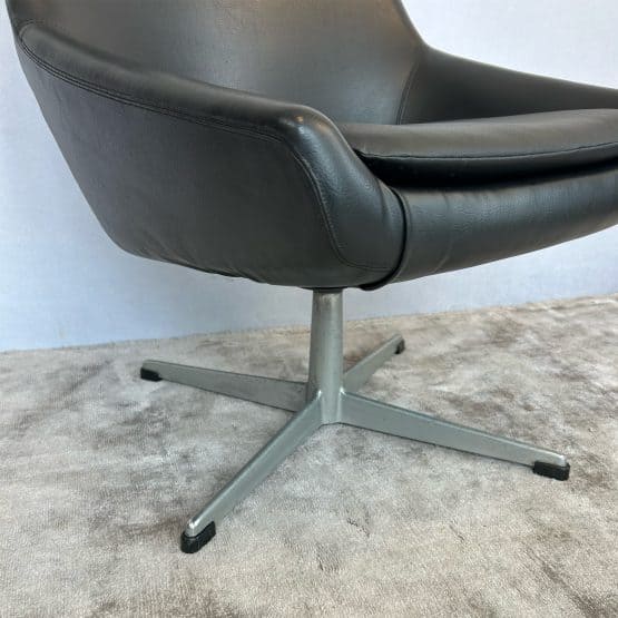 Mid Century Black Swivel Base Armchair 1970s