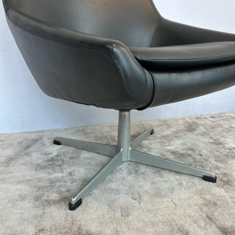 Mid Century Black Swivel Base Armchair 1970s