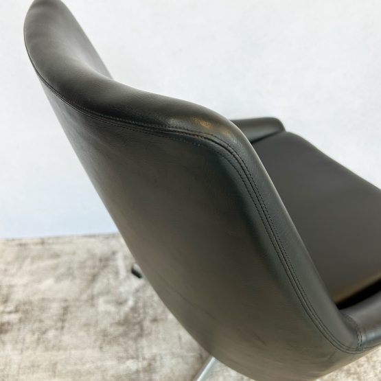Mid Century Black Swivel Base Armchair 1970s