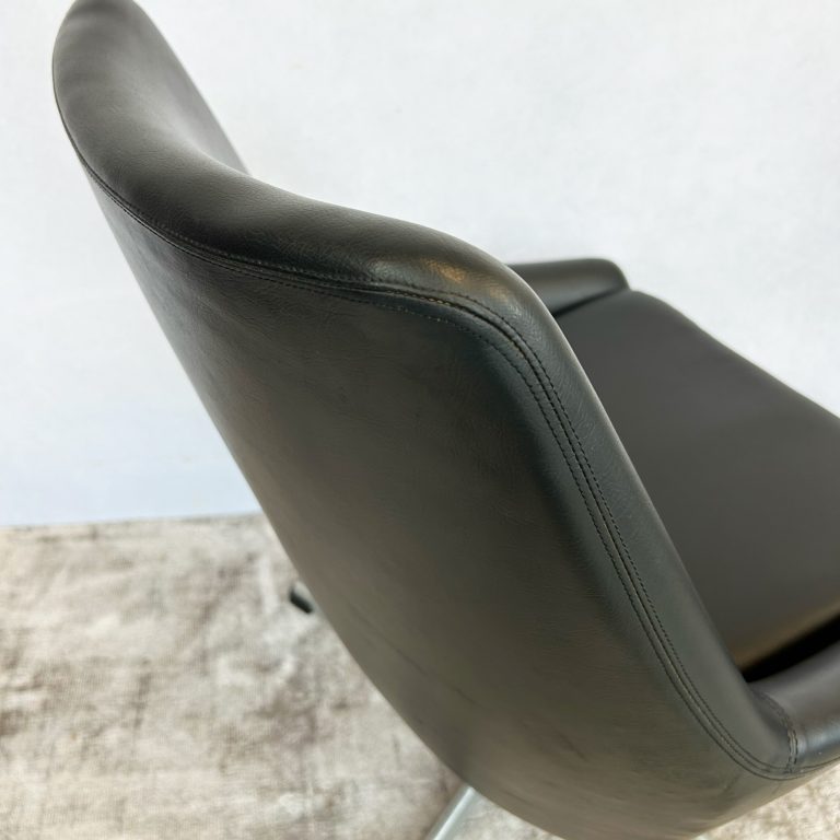 Mid Century Black Swivel Base Armchair 1970s