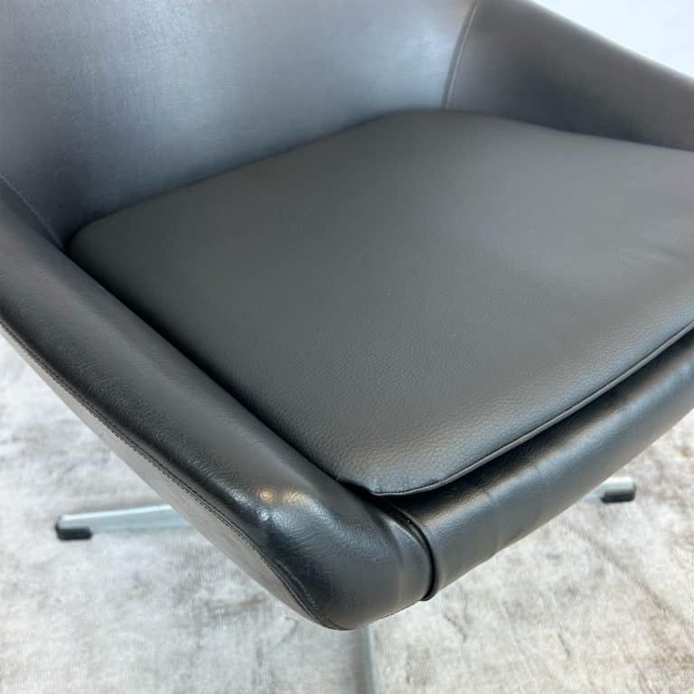 Mid Century Black Swivel Base Armchair 1970s