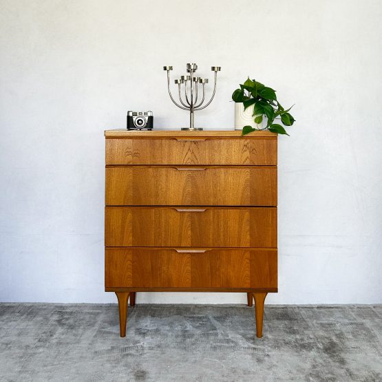 Mid Century Teak Chest of Four Drawers by Austinsuite