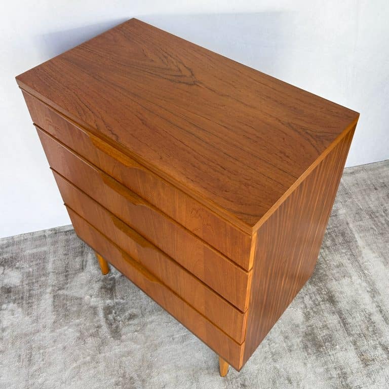Mid Century Teak Chest of Four Drawers by Austinsuite