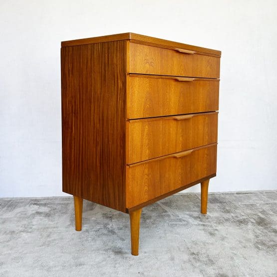 Mid Century Teak Chest of Four Drawers by Austinsuite