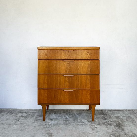 Mid Century Teak Chest of Four Drawers by Austinsuite