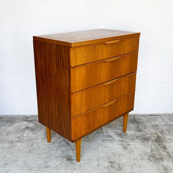 Mid Century Teak Chest of Four Drawers by Austinsuite