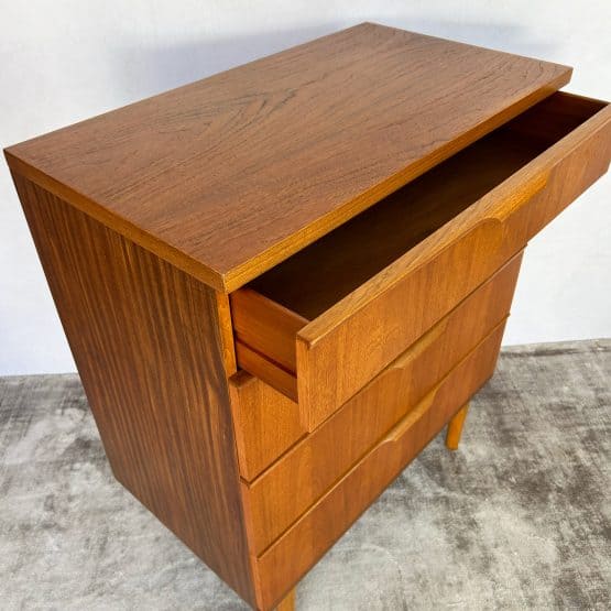 Mid Century Teak Chest of Four Drawers by Austinsuite