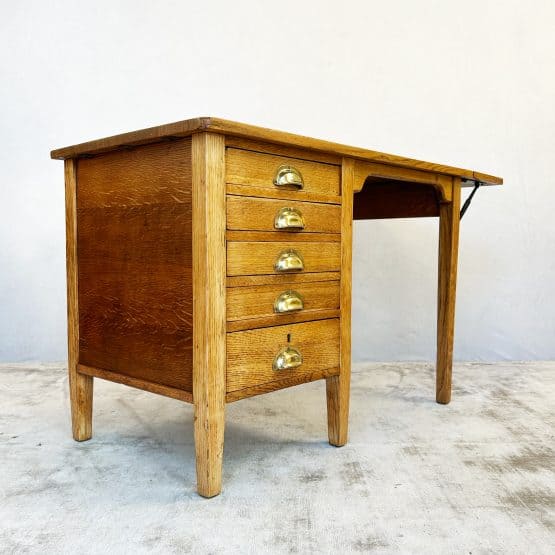 Vintage Edwardian George VI Oak Drop Leaf Desk