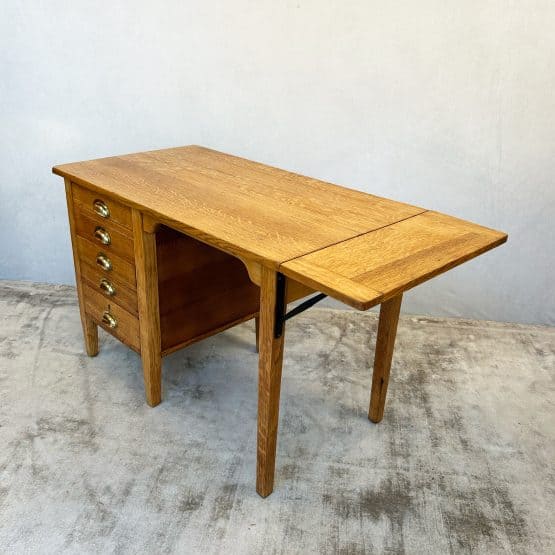 Vintage Edwardian George VI Oak Drop Leaf Desk