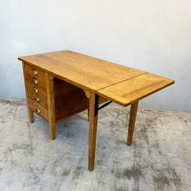 Vintage Edwardian George VI Oak Drop Leaf Desk