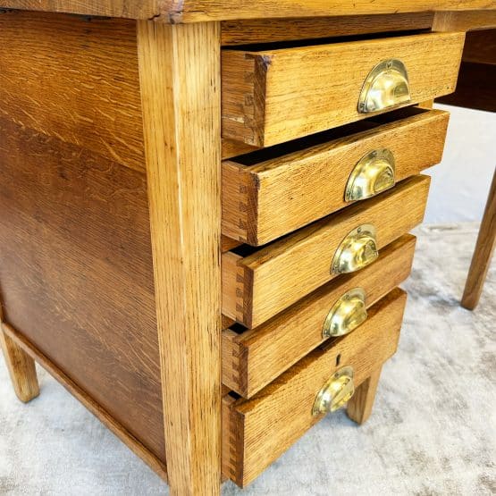 Vintage Edwardian George VI Oak Drop Leaf Desk