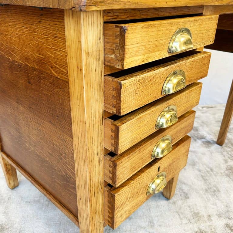 Vintage Edwardian George VI Oak Drop Leaf Desk