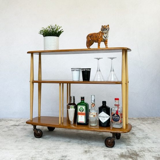 Mid Century Baby Giraffe Trolley Bookcase ‘Model 361’ by Ercol