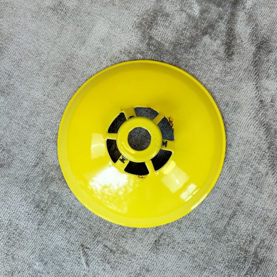 Pair of Vintage Enamel Yellow Coolie Shade Light Shades