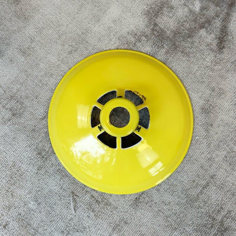 Pair of Vintage Enamel Yellow Coolie Shade Light Shades
