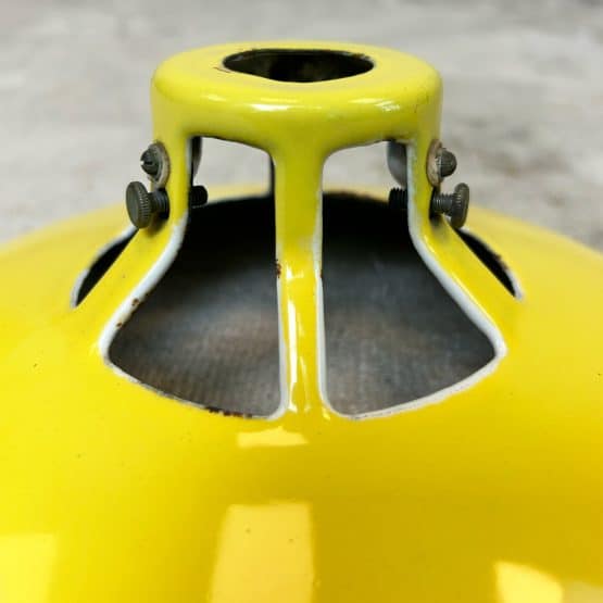 Pair of Vintage Enamel Yellow Coolie Shade Light Shades