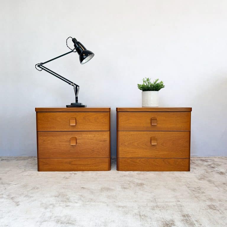 Pair of Mid Century Teak Bedside Cabinets by Stag - Cantata Range c.1970s