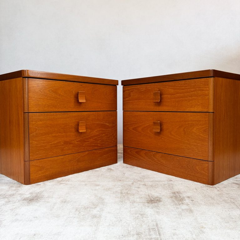 Pair of Mid Century Teak Bedside Cabinets by Stag - Cantata Range c.1970s