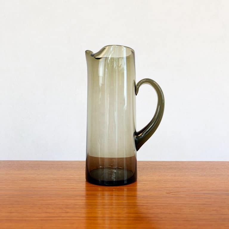 Mid Century Smoked Glass Pitcher Jug & Glasses