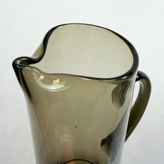 Mid Century Smoked Glass Pitcher Jug & Glasses
