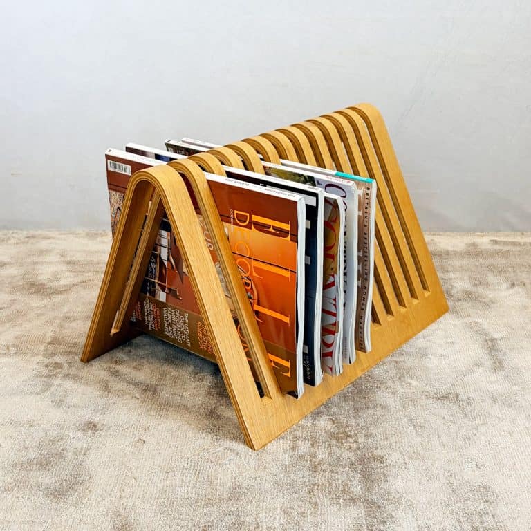 Vintage Bent Wood Magazine Rack / Vinyl Record Storage by Habitat c.1980