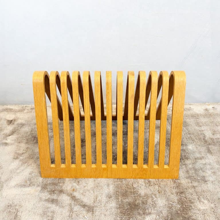 Vintage Bent Wood Magazine Rack / Vinyl Record Storage by Habitat c.1980